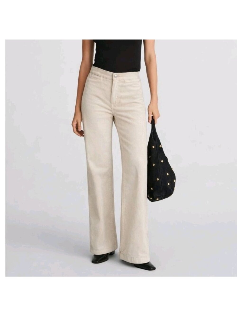 NWT Madewell Womens 28 Petite 28P The Wide Leg Pant Corduroy Vintage Ivory NX240